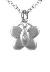 beautiful tiny diamond butterfly silver childrens necklace